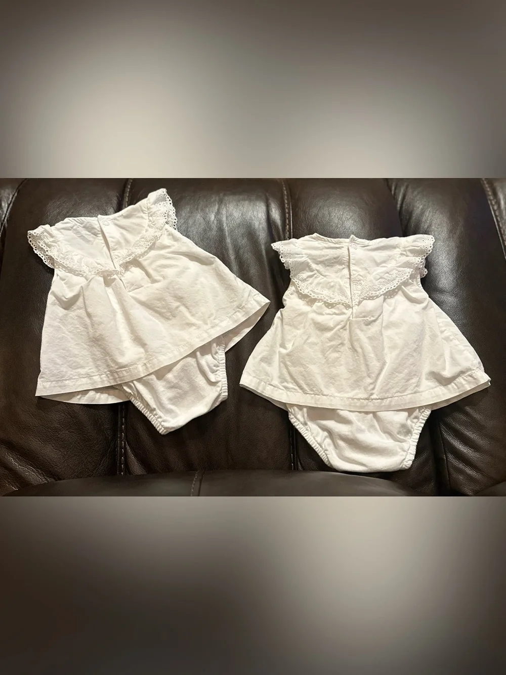 Carter’s Child of Mine White Dress Bodysuits – 0-3 Months (Set of 2/Twins)